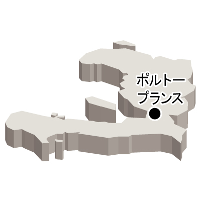 ハイチ共和国無料フリーイラスト｜首都名・立体(白)